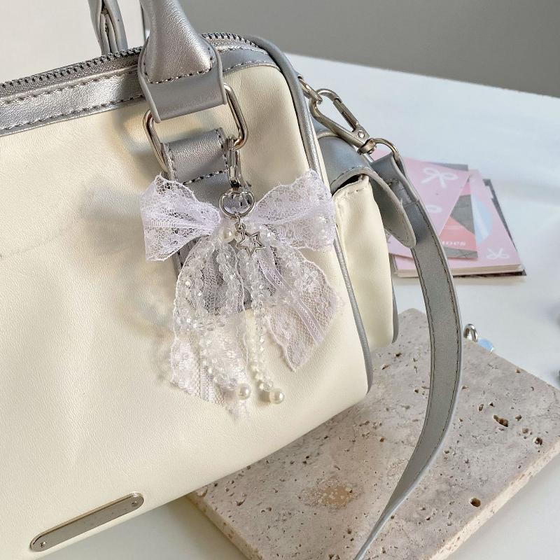 Y2K Aesthetic  Lace Bow Keychain Ins Sweet Bow Keyring Bag Pendant Delicate Backpack Hanging Decoration Gifts