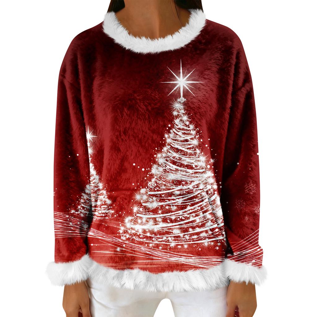 Dámská ležérní fleecová mikina s dlouhým rukávem a kulatým výstřihem, ležérní, pohodlná, volného střihu, lehká dámská flanelová mikina