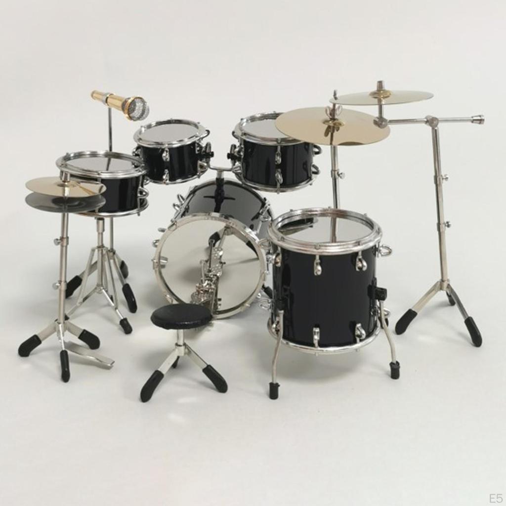 1:6 Mini Drum Set, Dollhouse Ornament Miniature Instrument Model for Bedroom Ornaments