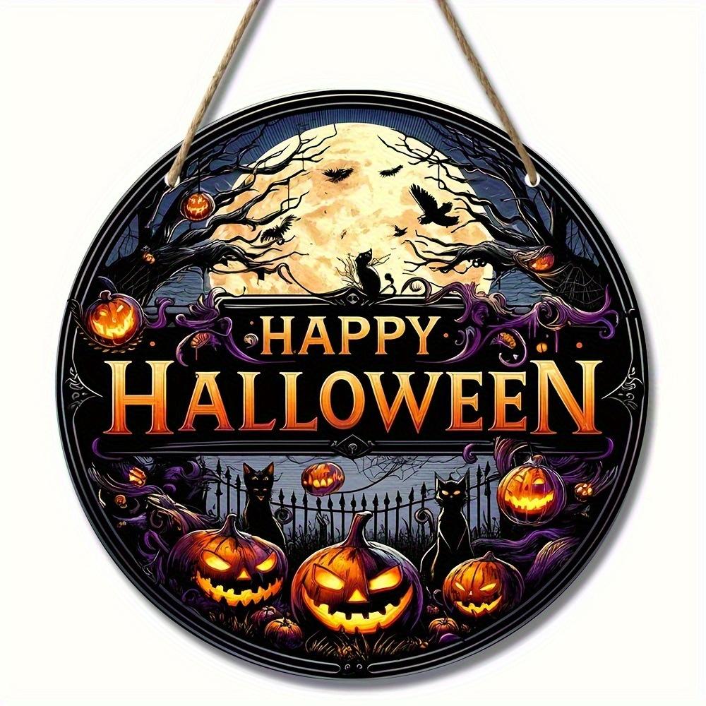 

2D Плоский 20*20см, Украшение для дома, Счастливого Хэллоуина Деревянный Круглый Логотип, Креативная Декоративная Табличка, для Дома, Офиса, Кафе, Клуба, Садового Декора. 20*20cm