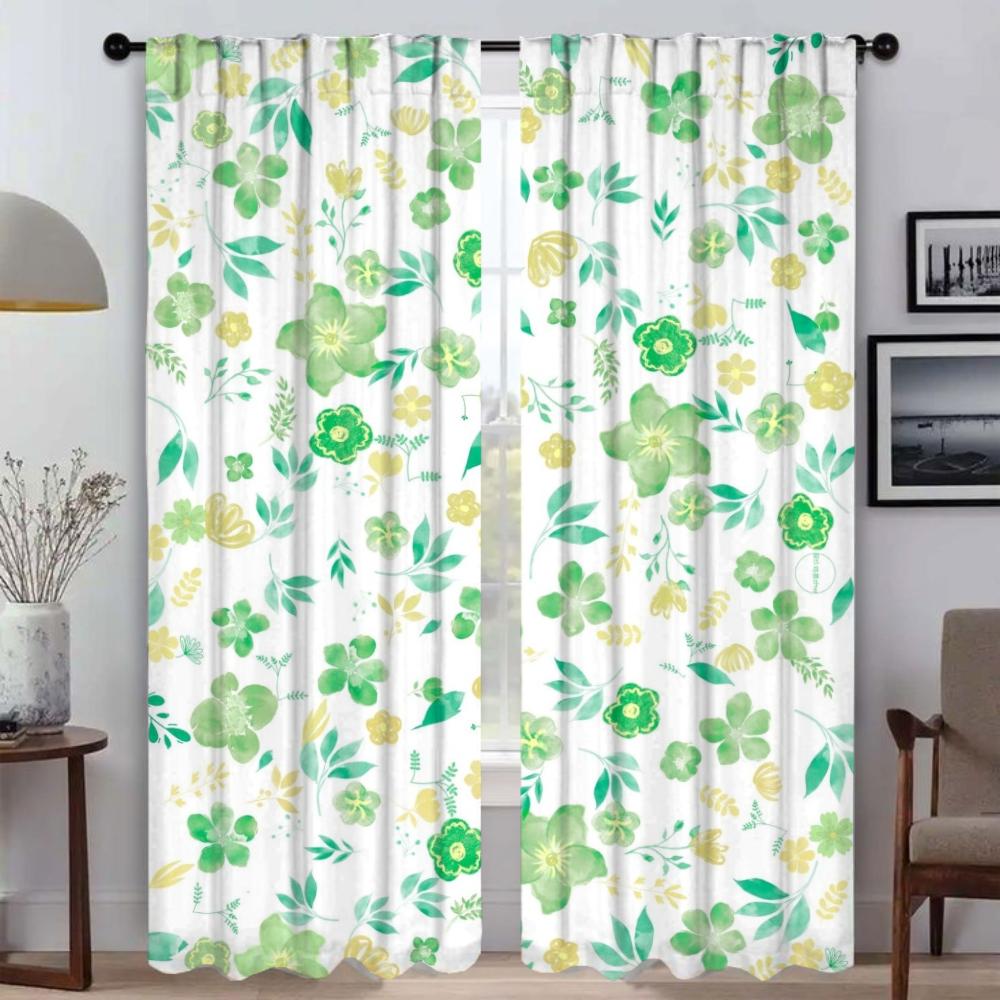 

Цветочные оттенки Хэллоуин украшения Современная гостиная шторы для камеры перегородка затемняющие шторы тюль для спальни кухни W60xH90cmx2pcs-CL