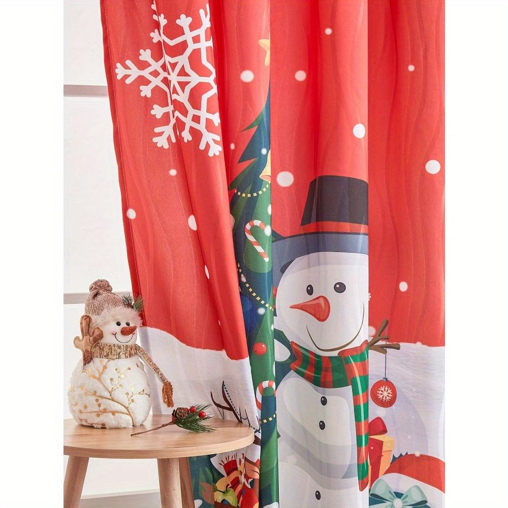 Single Panel Christmas Themed Curtains Living Room Bedroom Decoration Decorative Rod Pole Window Screens Curtain Polyester Ideal For Area