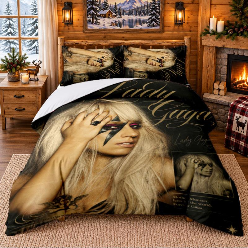 Lady Gaga Pattern Bedding 3Pcs Set Bed Sheet And Pillowcases For Indoor Bedroom