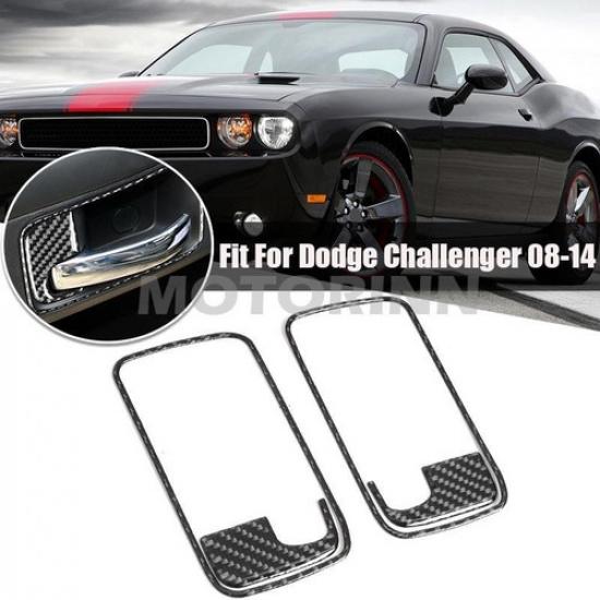 Carbon Fiber Interior Door Handle Bowl Panel Trim Fit For 08~14 Dodge Challenger