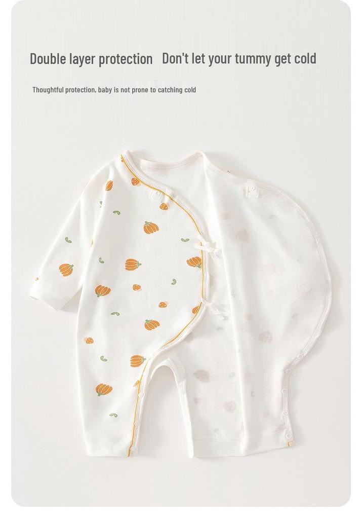 Baby Cotton Bodysuit: All-Season, Side Snap, Long Sleeve Homewear & Outdoor Crawling Outfit