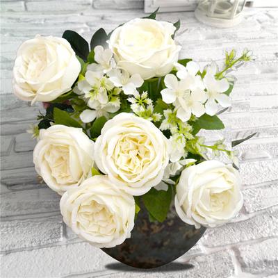 1 Bouquet 9 Heads Artificial Peony Tea Rose Flowers Camellia Silk Fake Flower Flores for DIY Home Garden Wedding Decoration