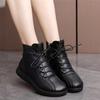 Women Winter New Leather Ankle Snow Boots Waterproof Non Slip Thicken Plush Keep Warm Round Toe Flat Sole High Top Cotton Shoes