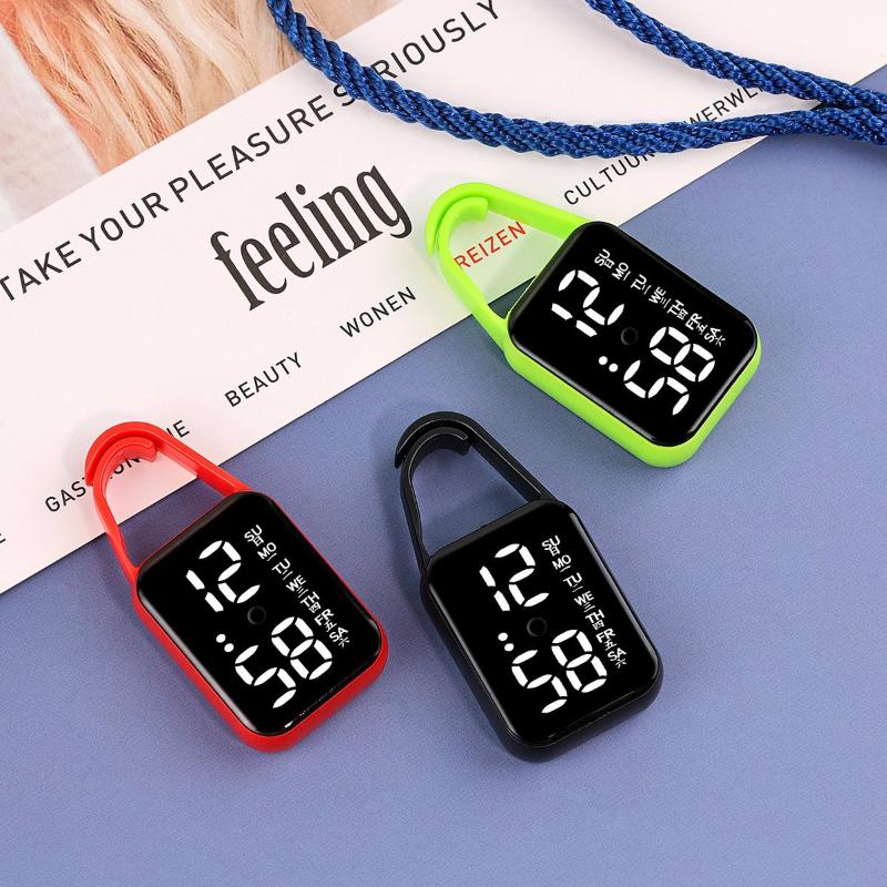 1Pcs LED Mini Electronic Watch Touch Digital Pocket Watch Night Light Hanging Watches Keychain Pendant Students Supplies