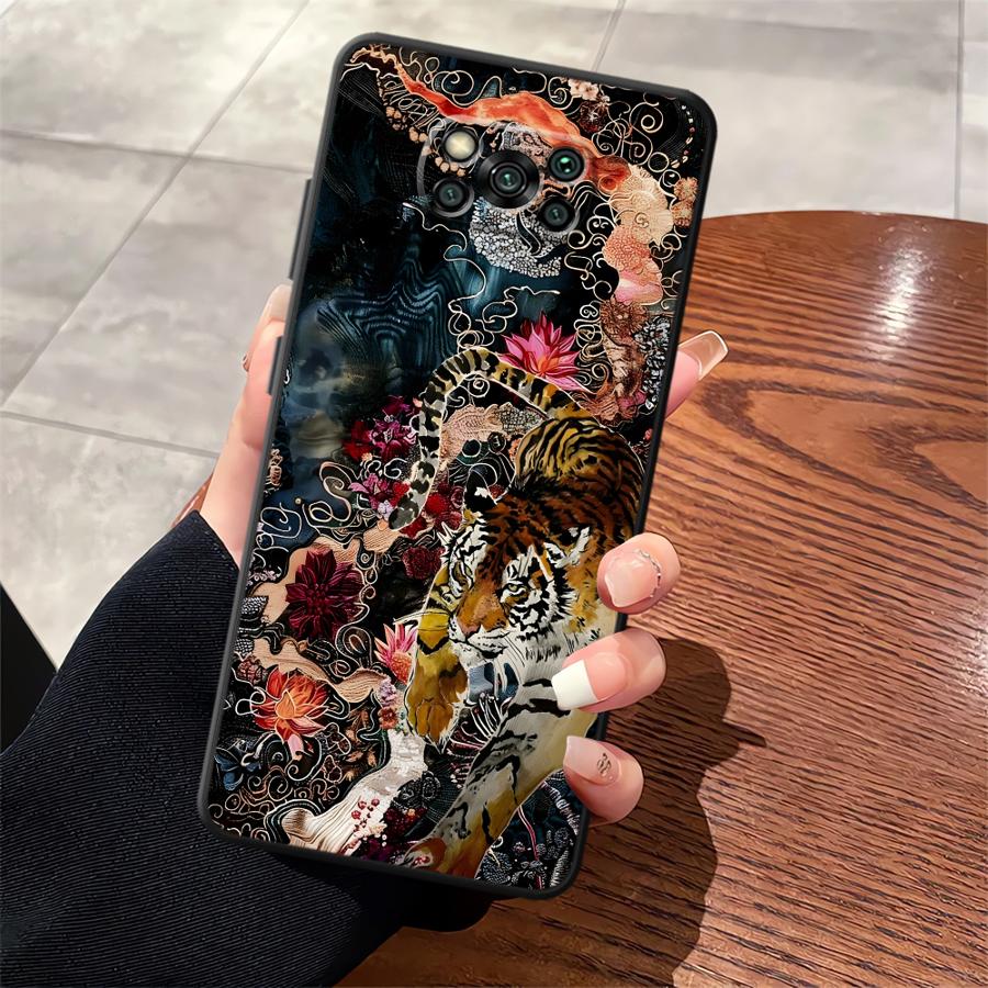Funda Phone Cover Case for Xiaomi Poco F8 M5 X3 X4 X5 X7 Pro M3 M4 M7 Pro F3 C75 F1 C61 C71 C50 Splicing Tiger Dragon