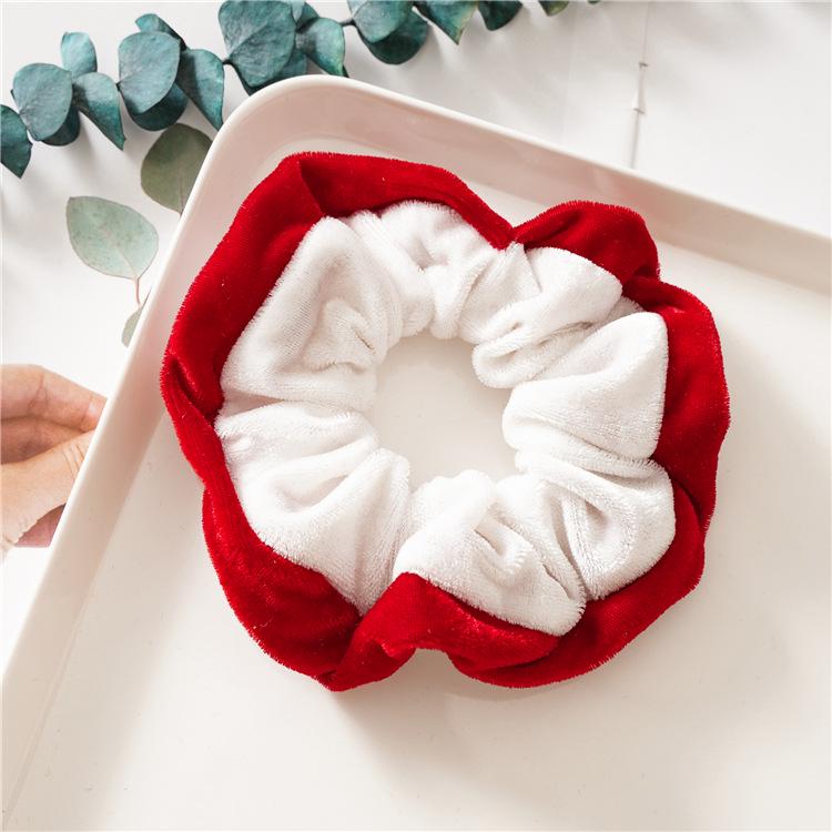 

Autumn & Winter Mixed Color Velvet Christmas Scrunchie - Versatile European & American Hair Tie