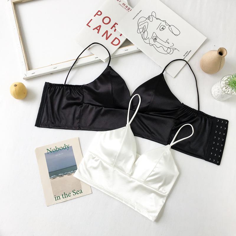 Women's Tube Top Silk Comfortable Crop Top Sexy Camisole Wireless Summer V-Neck Sleeveless Underwear