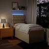 Box Spring Bed with Mattress Cream 90 x 190 cm Fabric