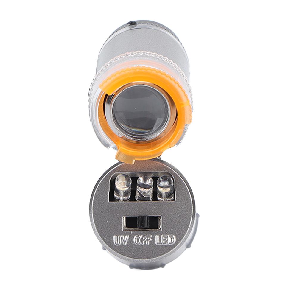Pocket Microscope 60X Magnification 2 LED Lights 1 UV Light Wide Application Durable ABS Acrylic Portable Microscope