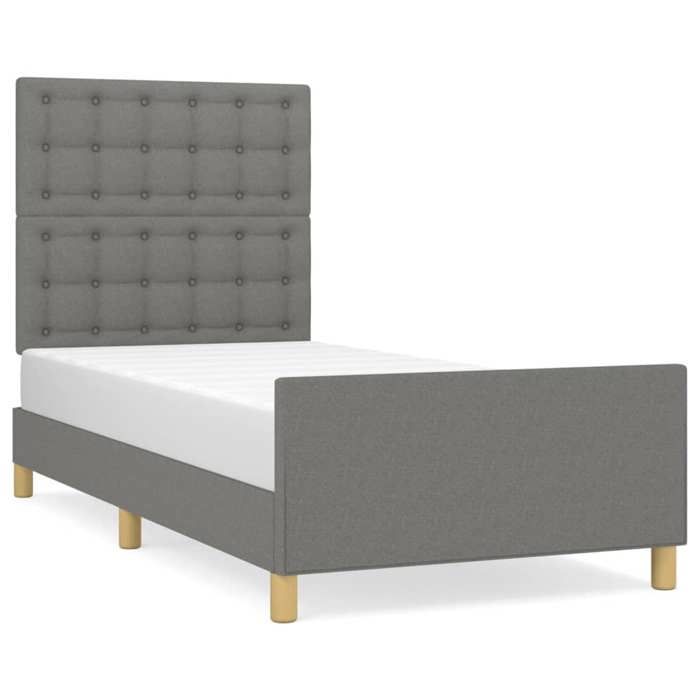 VidaXL Bed Frame with Headboard Dark Grey 90x190 Cm Fabric3125342