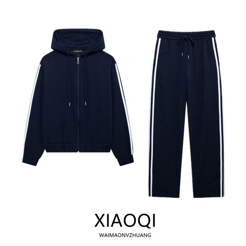 Fashion Wind 2024 Fall and Winter New Women's Clothes Side Stripes Hooded Pilot Jacket Sports Outwear 7484330