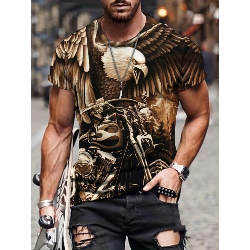 Summer fashion new men's printed T-shirt sports and leisure plus size comfortable men's short sleeved