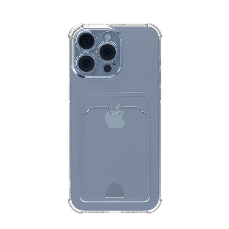 Luxury Soft Transparent Card Holder Bag Case For iPhone 16 17 15 14 13 12 Mini 11 Pro X XR Xs Max 7 8 Plus 16e Shockproof Cover