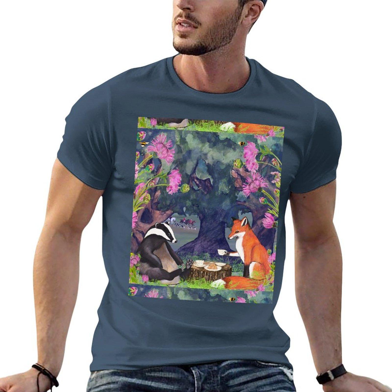 Badger And Mr Fox Tshirt Unisex T Shirts Cotton T Shirts For Unisex Slim Fit Unisex T Shirt Cotton 100 Tshirt S