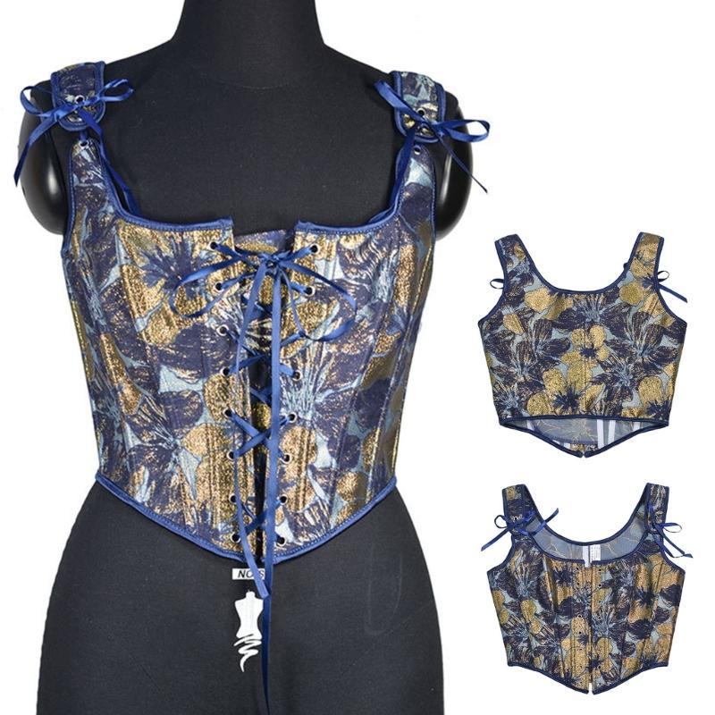Tie Up Corset Tank Top for Women Slimming Body Shaper Front Tied Waist Trainer Girdle Teen Girl VictorianStyle Bustier