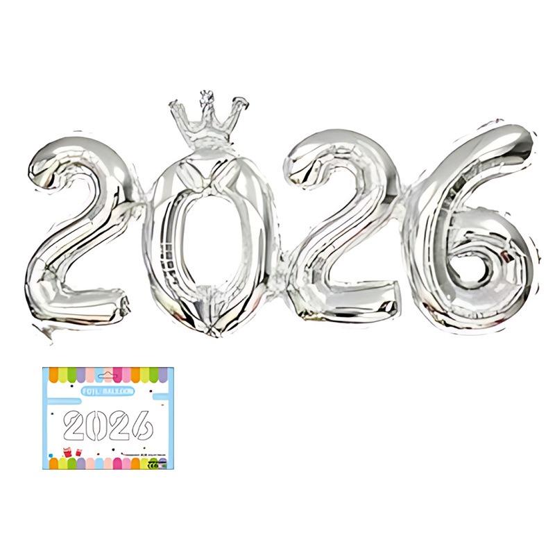 2026 New Year Crown Foil Balloon Shiny Aluminum Film Number Balloon For New Years Eve Party Decorations And Celebration