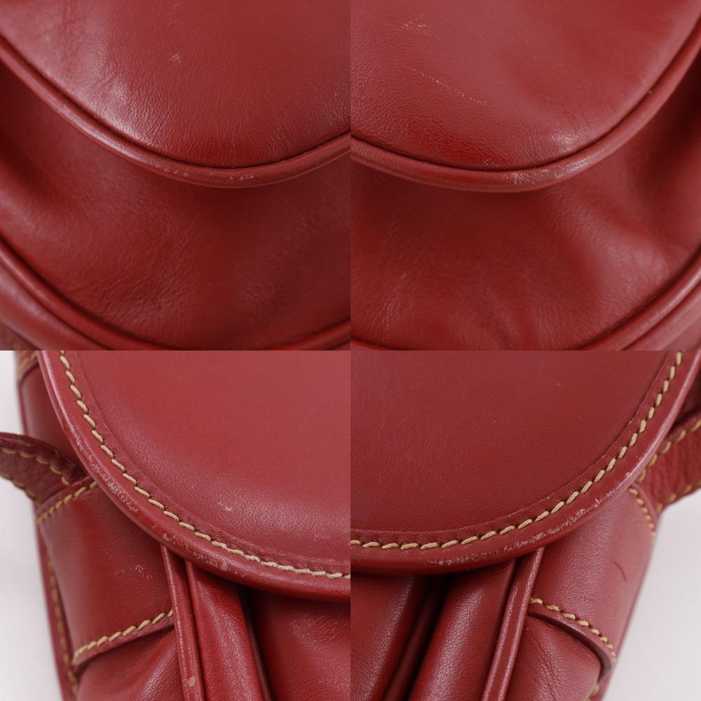 GUCCI Old Gucci Shoulder Bag 001.904.1059 Interlocking G Red Calfskin Women Used