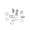 Vintage Personality Women'S Suit Feather Flower Waves 13-Piece Set Ring