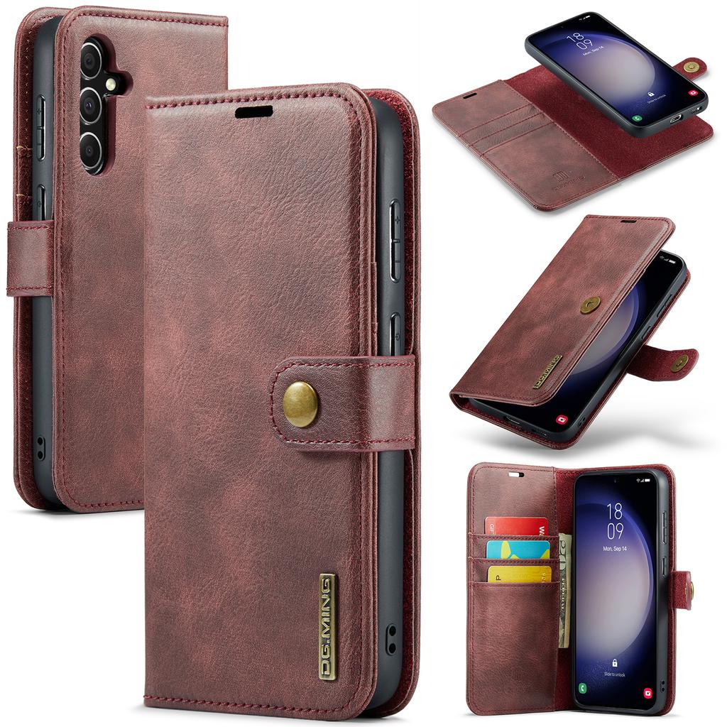 DG.MING for Samsung Galaxy S25 Case Detachable Split Leather Phone Cover