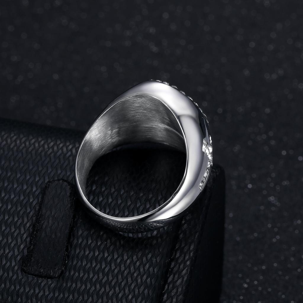 New Hip-Hop Jewelry Titanium Steel Gold-Plated Inlaid Diamond Virgin Mary Men's Ring