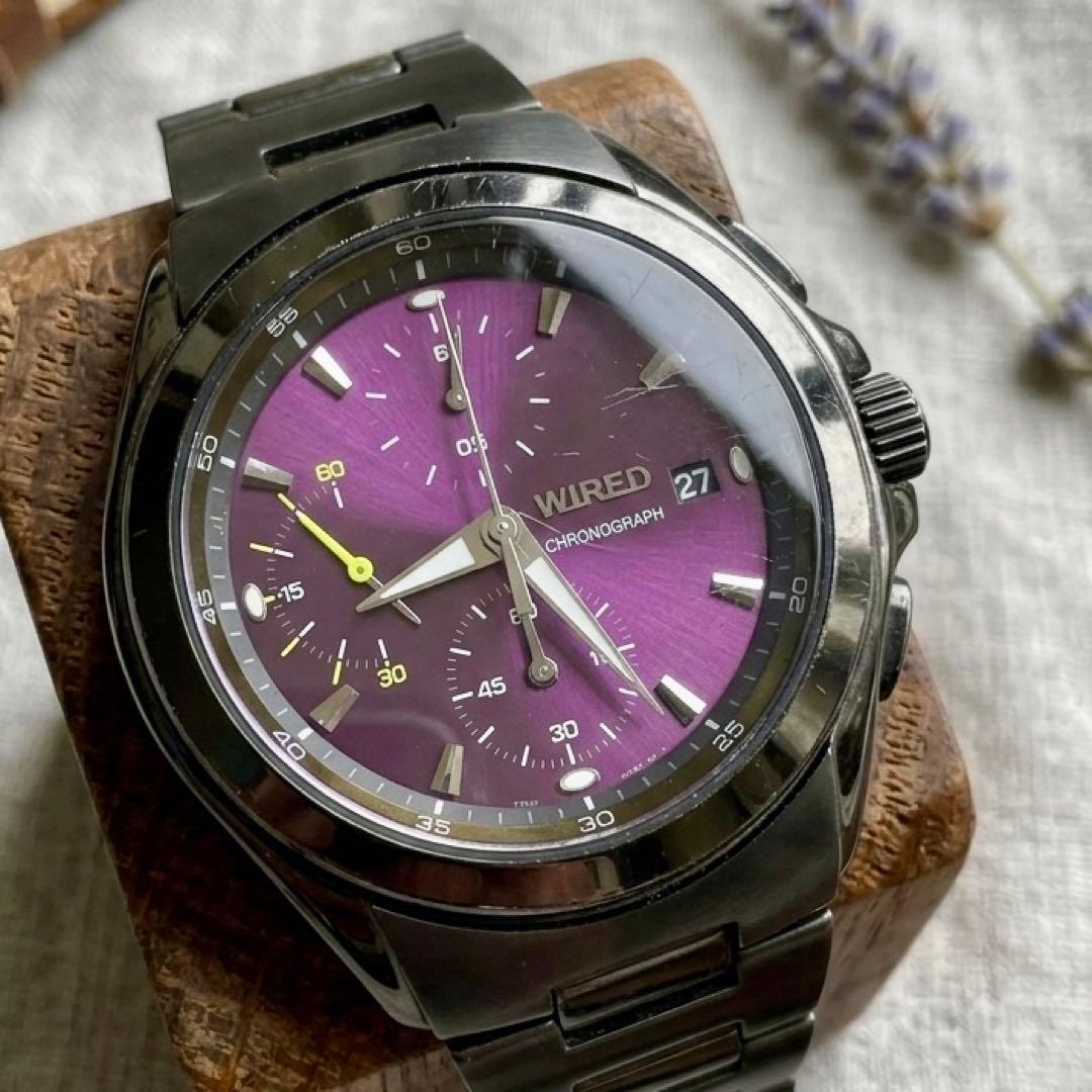 Seiko WIRED Purple Chronograph Working Item Vintage Dial Rare