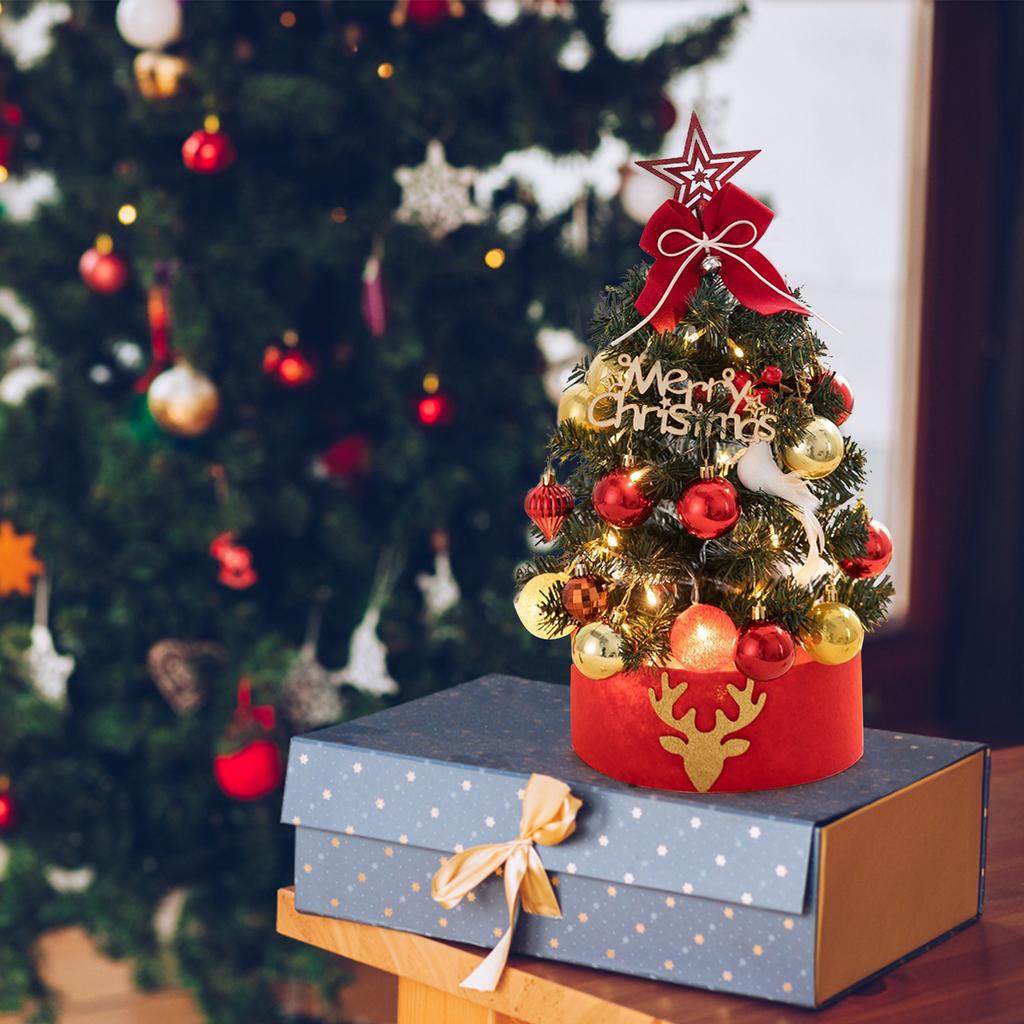 Mini Xmas Tree PVC Artificial Desktop Decorative Small Xmas Tree with Star Tree Topper for Holiday Home Decor