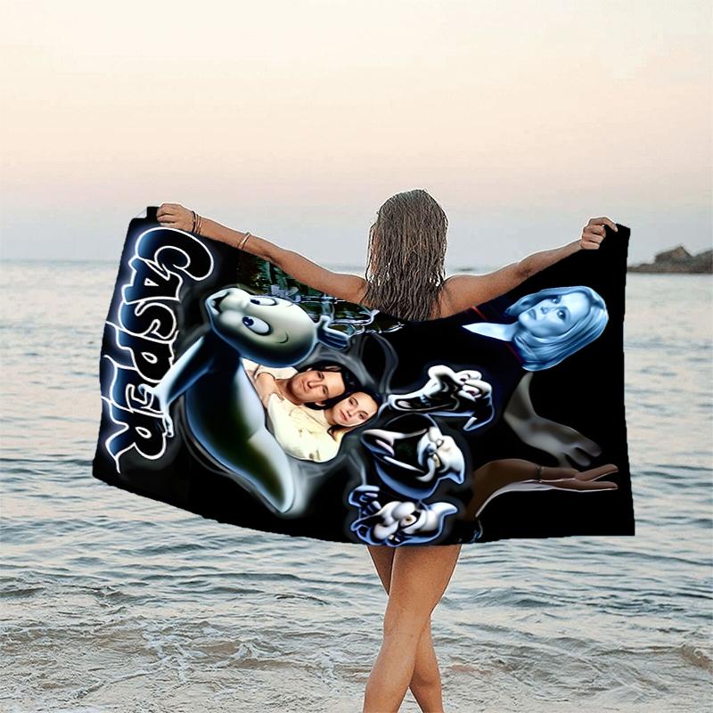 1pc Casper1 Beach Towel, Beach and Seaside Swimming Pool Equipment, Fashion Pattern, Rectangular, Travel Essentials