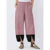 Einfarbig Patchwork Streifen Locker Lässig Gerades Bein Schlitz Kleine Füße Damen Hose