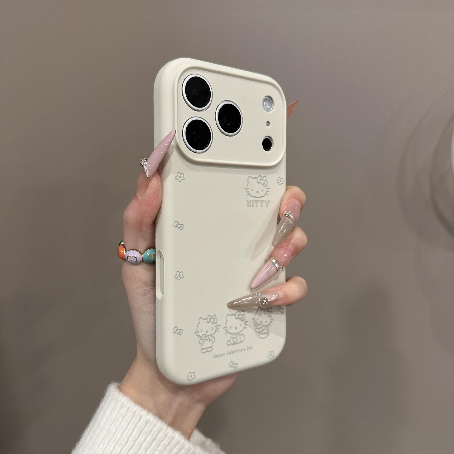 

Cute Cat Anti-Fall Case for iPhone 17 Pro, 16 Pro Max, 15, and 14 Imitation Liquid Design iPhone 13 Pro