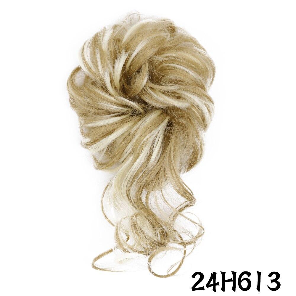 MERISIHAIR Damen-Haarknoten aus Kunstfaser, unordentlicher Chignon, lockiges Haar, elastischer unordentlicher Chignon für Damen, Haarteile, Schwarz, Braun