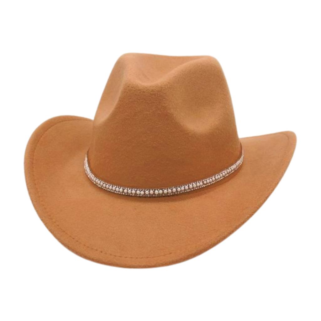 Tibetan Jazz Hat Woolen Shiny Belt Celebrity Style Retro Cowboy Hat Western Cowboy Hat