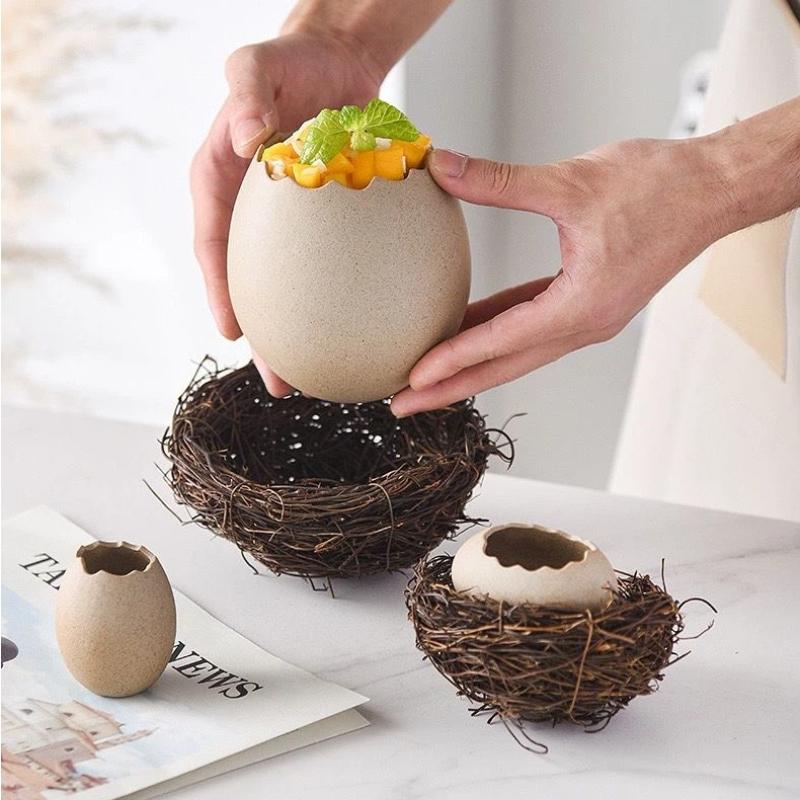 Creative INS Ceramic Eggshell Bird’s Nest Bowl – Ramen, Dessert & Snack Bowl