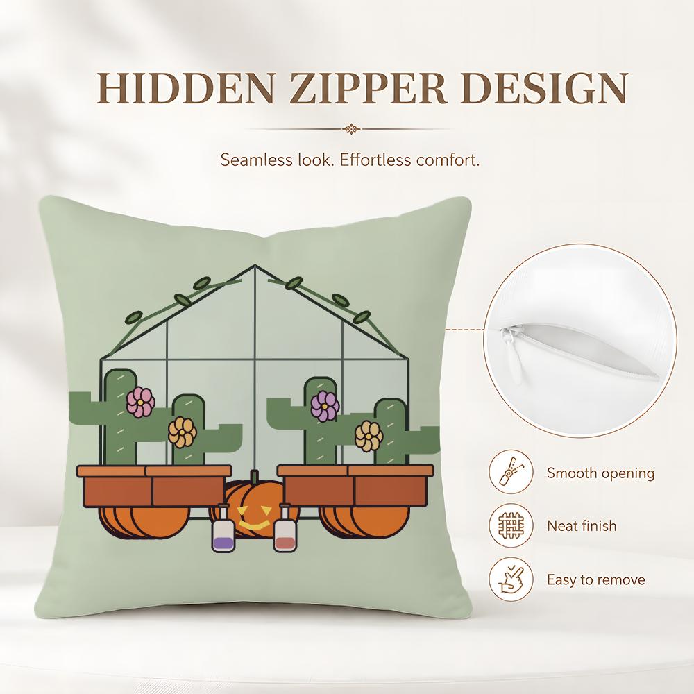 Moonlit Pumpkin Gift Cushion Cover Halloween Rustic Throw Pillow Covers Cute Ghost Pumpkin Maple Leaf Cushion Covers