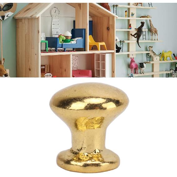 JTLB 8pcs 1:12 Scale Miniature Round Head Pull Handle Metal Simple Dollhouse Door Handle Knobs (Golden)