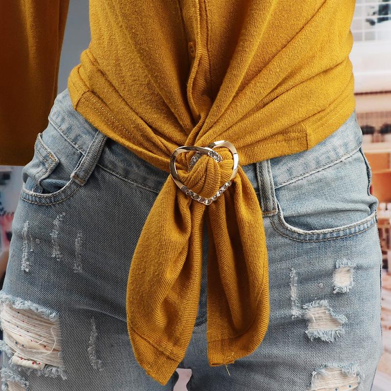 1PC Clothes Knotted Buckle Ring Versatile Women's Waist Button T-shirt Scarf Waist Buckle