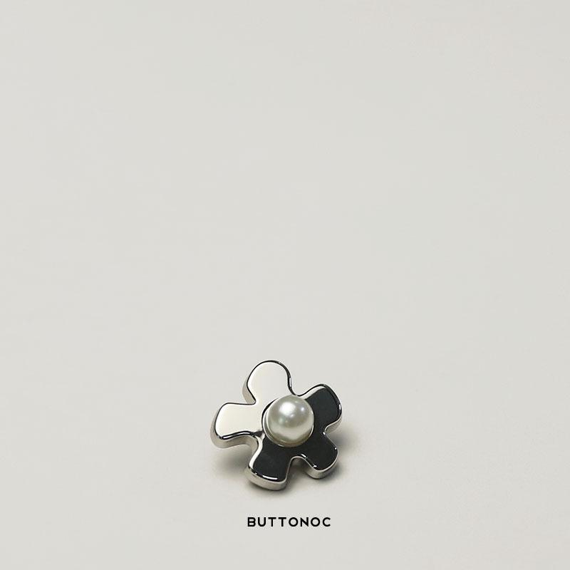 Pearl Pentagonal Flower-Shaped Metal Buttons, Small Fragrance, Simple Trench Coat Clothing Buttons, Suit Cardigan Decorative Buttons