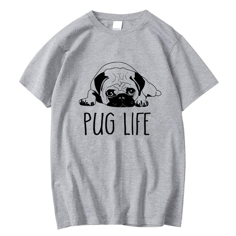 Mens High Quality Tshirt 100 Cotton Funny Pug Printed Loose Male Crewneck T Shirt Short Sleeve oneck Men tshirt Tops Tees