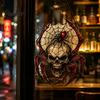 Halloween Atmosphere Decoration Vintage Gothic Spider Sun Catcher, Stained Glass Style Shaped Suncatcher, Spooky Party Supplies Acrylic Skull