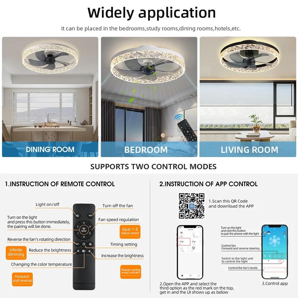 Home Ceiling Fan Led Lighting Modern Dimmable Remote Control Ceiling Fans Living Room AC Variable Frequency Fan Ceiling Lamp