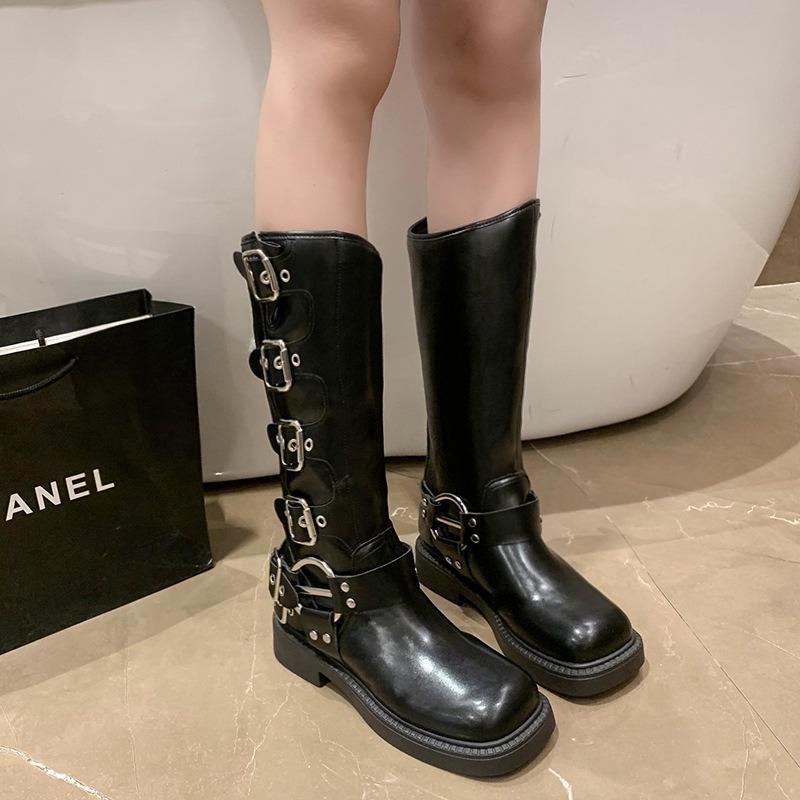 Retro thick-soled high Martin boots children's autumn and winter new long boots slim western knight boots