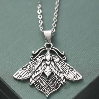 Personality Gothic Exquisite Relief Silver Color Insect Death Moth Pendant Necklace for Women Men Halloween Choker Jewelry Gifts