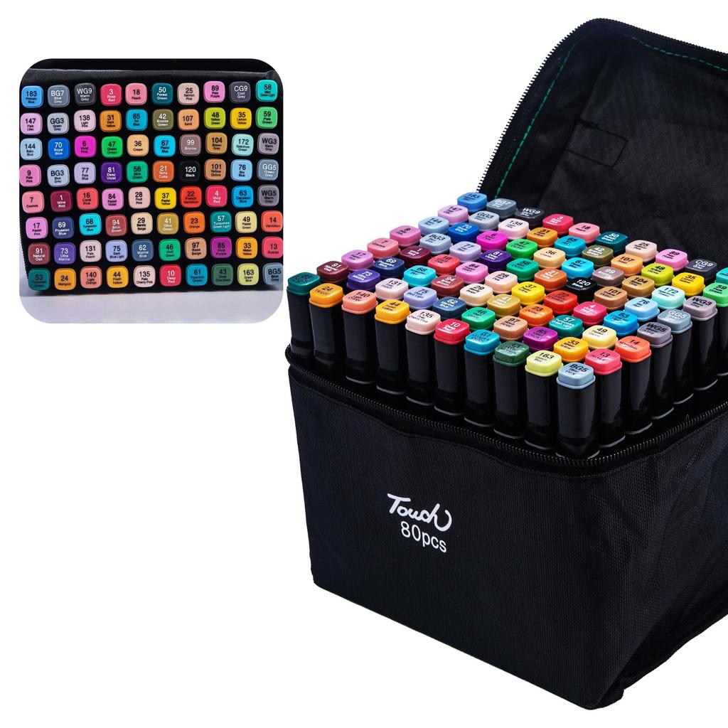 Dual-Tip Oil-Based Markers for Art Students & Anime, Perfect for Children's Drawing & Coloring.