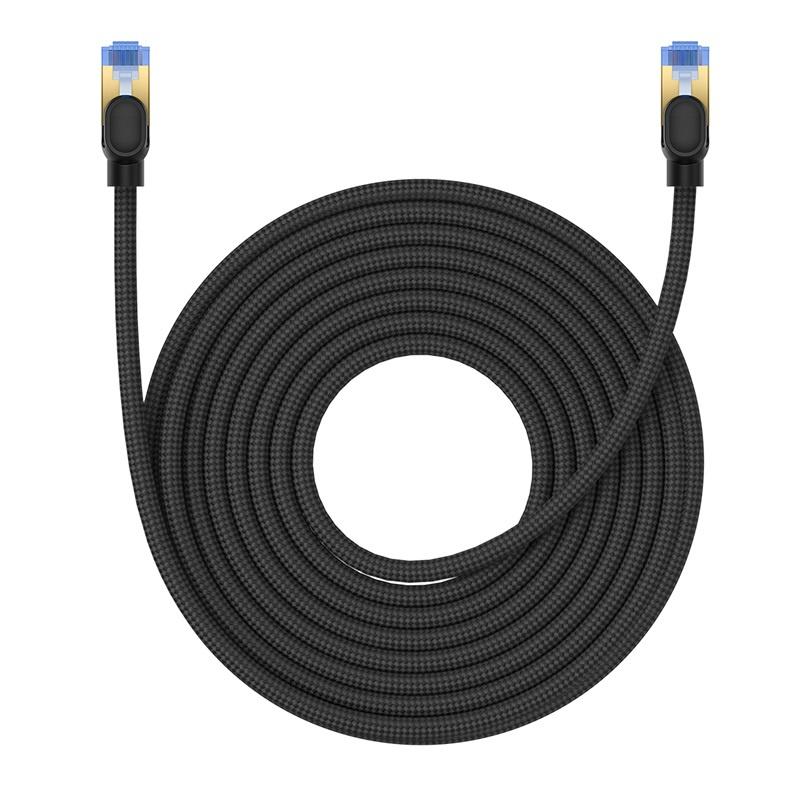 Câble Ethernet haut débit Baseus Cat.7, connecteur RJ45, 10 Gbit/s, longueur 10 m, conception tressée durable, noir