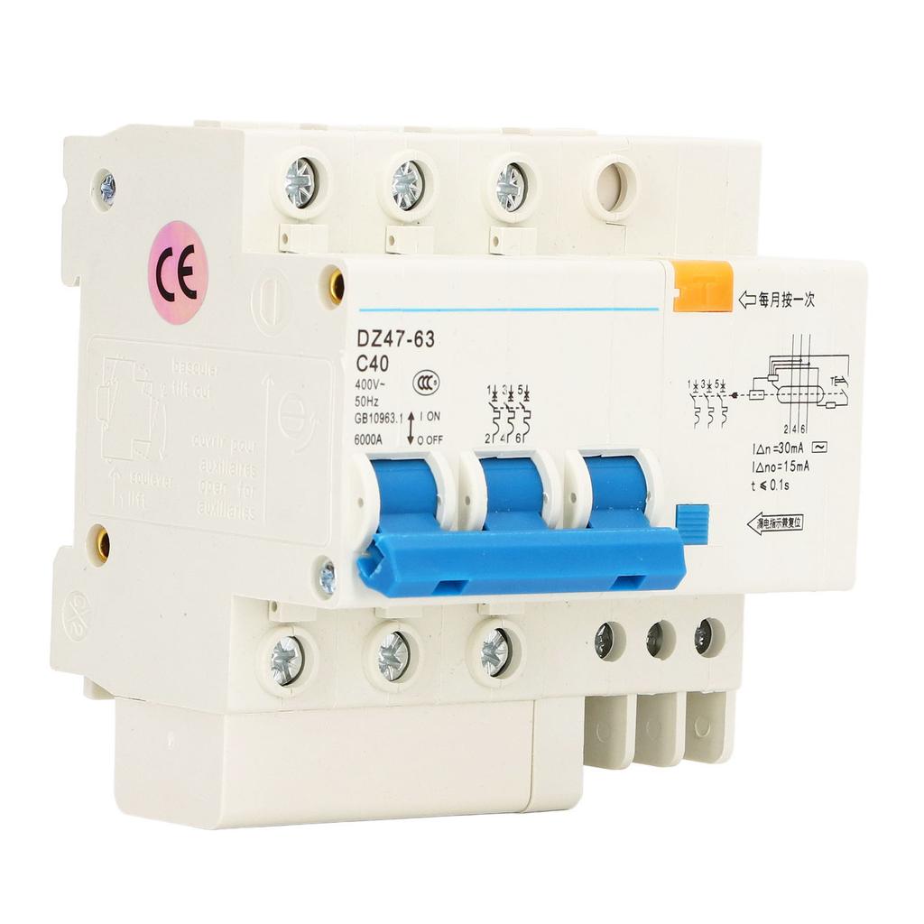 Miniature Circuit Breaker 3P 40A Breaking Capacity 6000A DIN Rail Mount for Circuit Protection 400V