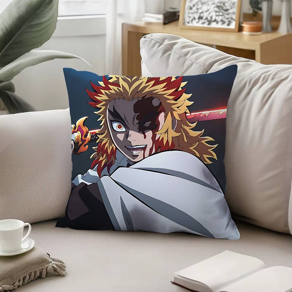 Cool K-kyoujurou Rengoku Pillow Case Cushion Cover Soft Cute Throw Pillow Case For Car Sofa Pillowcase Polyester With Zipper