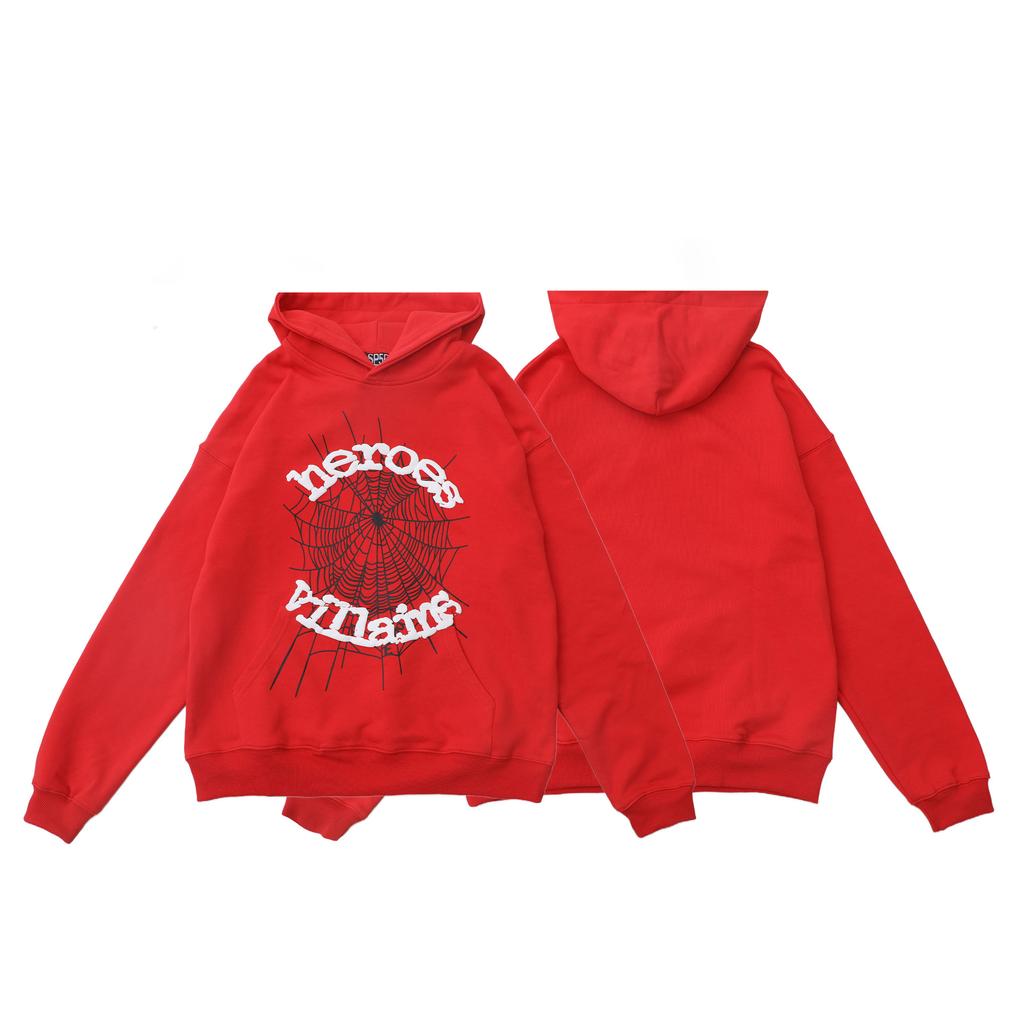 American niche sweater men's and women's same versatile loose classic big spider web letter printing pullover hoodie